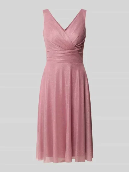 Sukienka koktajlowa do kolan z dekoltem w serek Troyden Collection