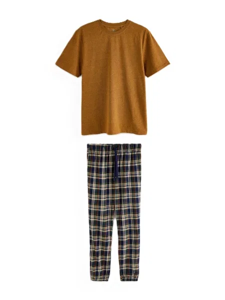 Next Pijama lungă crem / marin / maro / verde închis albastru