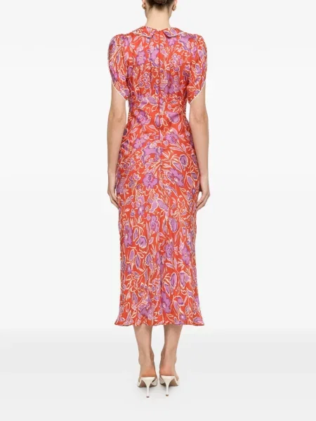 Gulerat rochie midi Nissa cu model floral cu imagine roșu