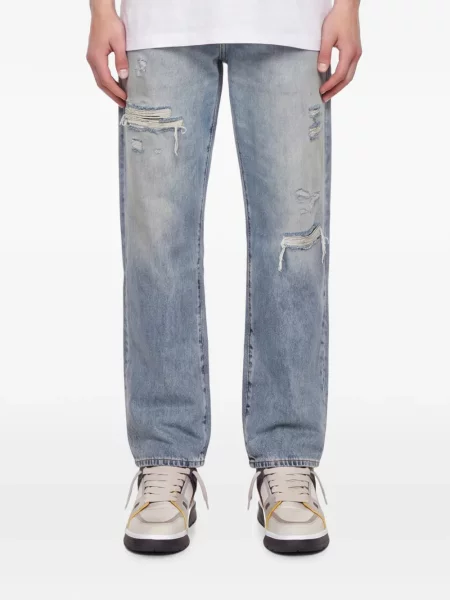 Decupat blugi drepți Levi's® zdrențuiți conici albastru