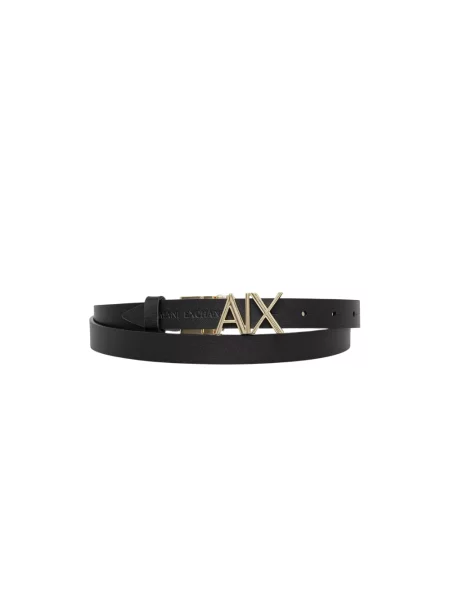 Armani Exchange pasek skórzany czarny