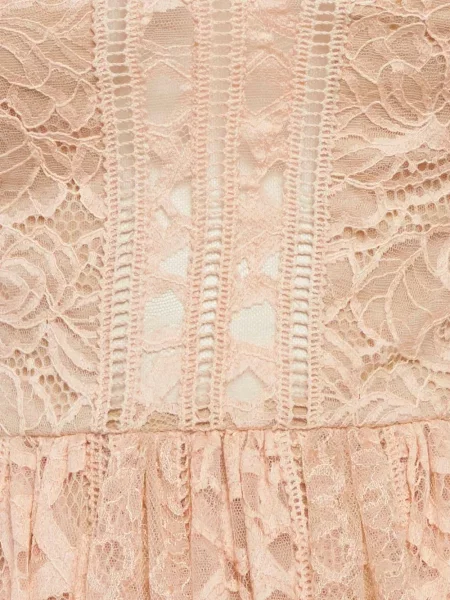 Rochie Elie Saab cu volane din dantelă roz