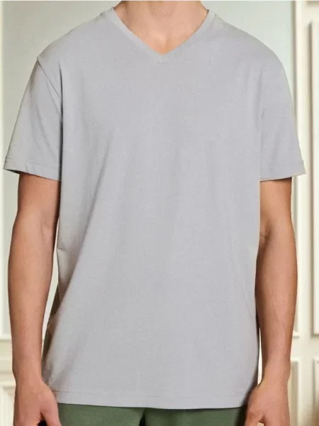 Sinsay Koszulka z dekoltem w serek szary