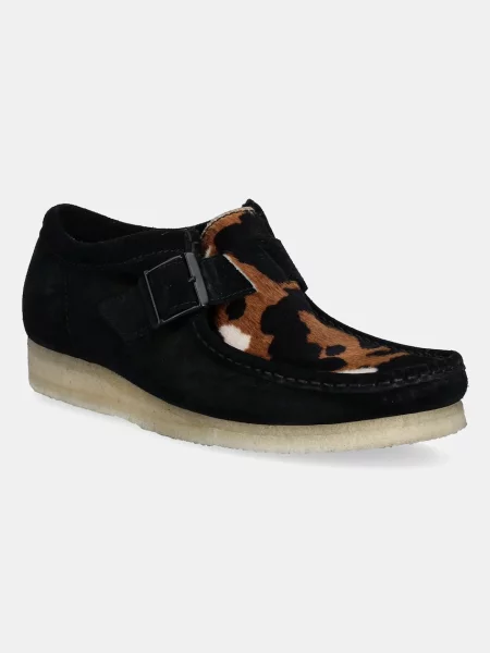 Clarks Originals pantofi de piele întoarsă WallabeeBuckle barbati negru