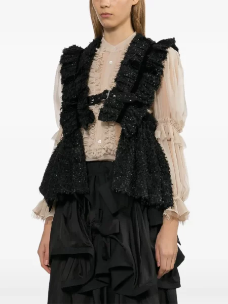 Kamizelka Noir Kei Ninomiya z falbankami czarna