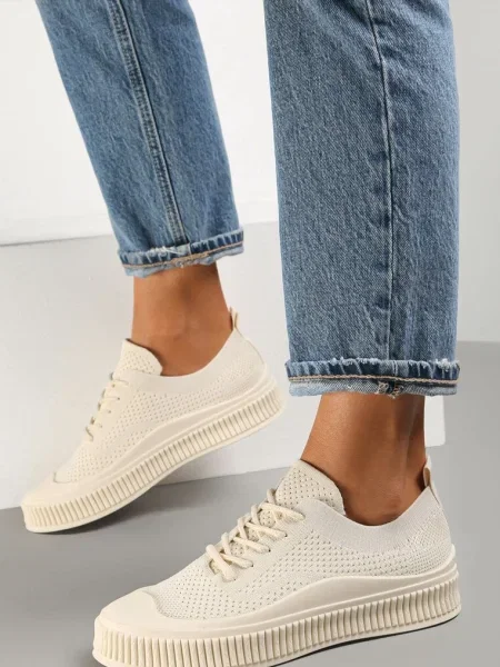 Tenisi cu plasă și talpă imprimată Lalnai bej