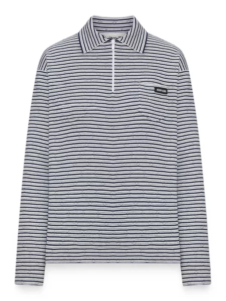 Tricou polo Miu Miu cu dungi alb