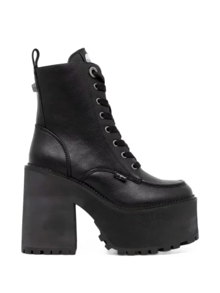 Botine Buffalo cu șireturi cu platformă din dantelă negru