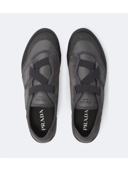 Sneakerși Prada din piele de căprioară gri