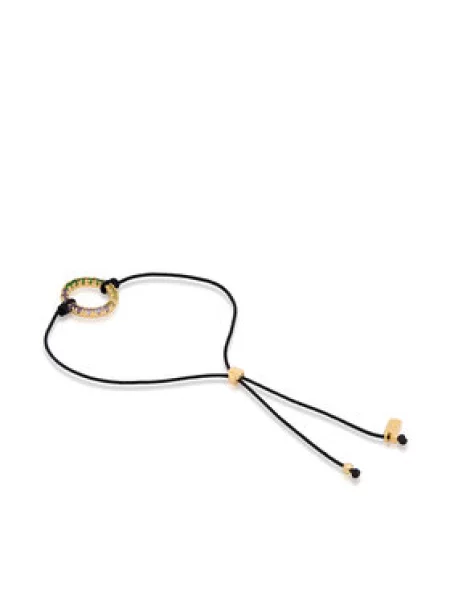 Pozlačena srebrna zapestnica Tous črna