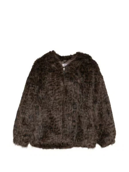 Geacă Betta Corradi cu imagine cu model leopard cu blană maro