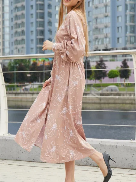 Платье миди Ladylike бежевое