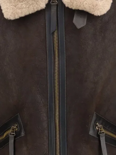Geacă Belstaff din piele de oaie maro