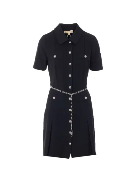 Rochie mini Michael Michael Kors tricotate de costum cu glugă negru