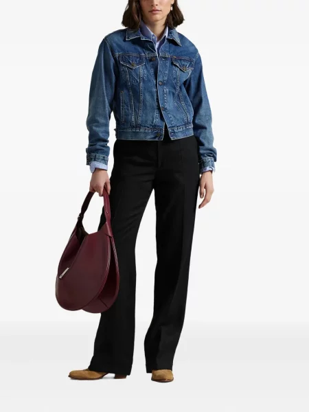 Satynowa koszula Polo Ralph Lauren w paski z nadrukiem brązowa