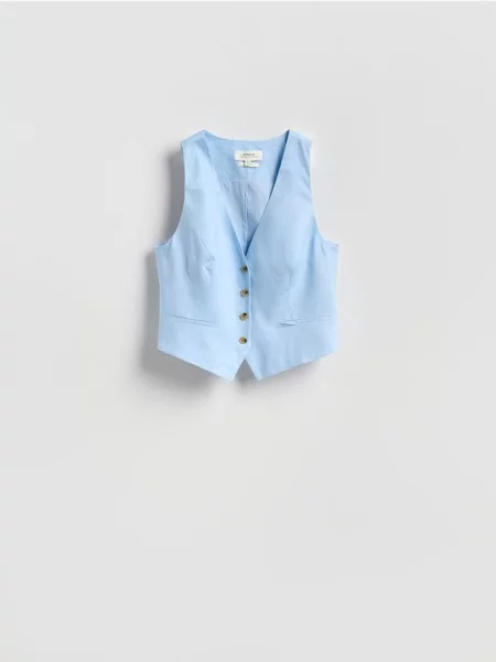 Reserved Лляна жилетка блідо-блакитний блакитний