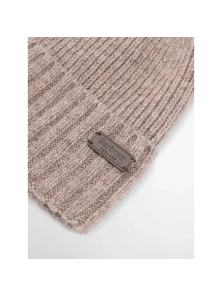 Czapka beanie z naszywką z logo Barbour beżowa