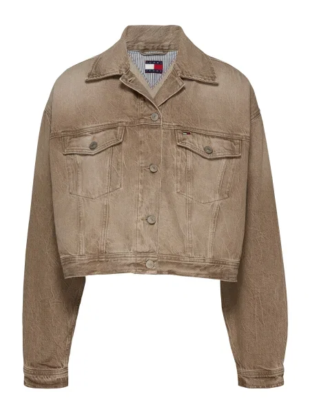 Jacheta Tommy Jeans Oversized Crop Trucker Jacket Denim XS maro