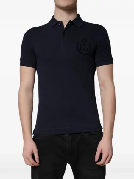 Tricou polo Dolce & Gabbana cu broderie albastru