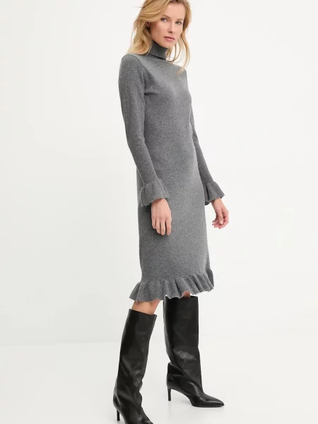 Сукня з кашеміром Answear.LAB midi пряма сірий