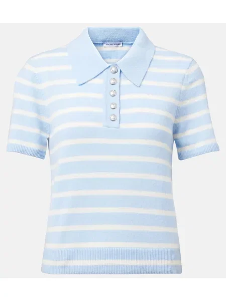 Pulover Veronica Beard din cașmir cu dungi albastru