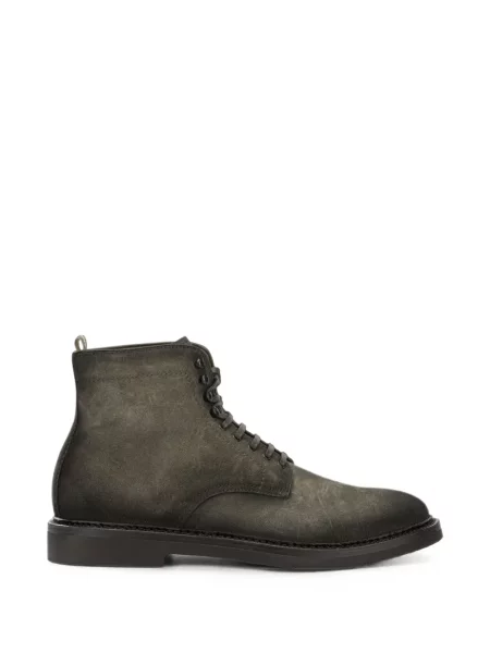 Botine Officine Creative cu șireturi din piele de căprioară verde