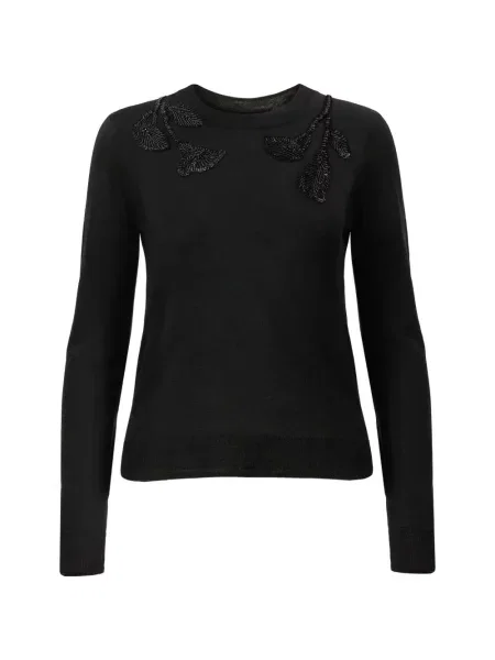Pulover Carolina Herrera cu broderie cu model floral negru