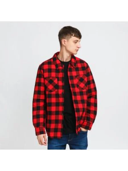 Kostkovaná flanelová zateplená košile Urban Classics červená