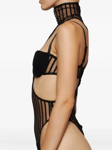 Prugasti bodi Laquan Smith crna