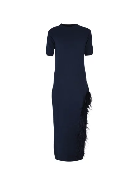 Rochie midi Izaak Azanei cu pene albastru
