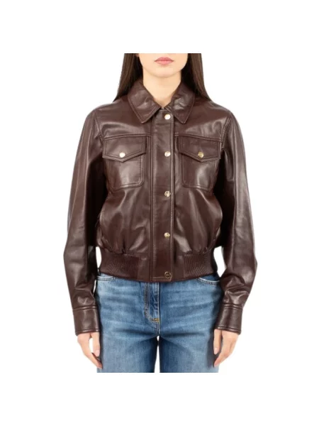 Kurtka skórzana Max Mara Studio brązowa