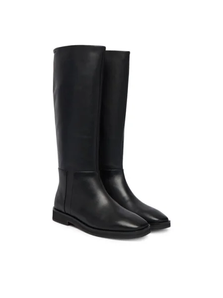 Кожени ботуши Calvin Klein FORMAL UTK BOOT LTH с равна подметка черно