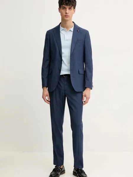 Tommy Hilfiger spodnie wełniane granatowy proste