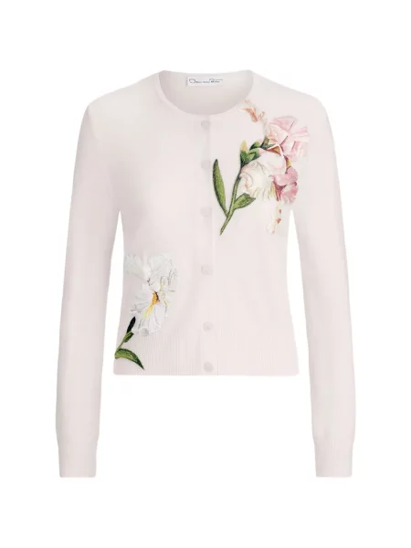 Cardigan Oscar De La Renta cu model floral roz