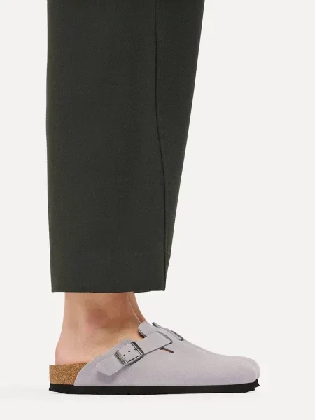 Birkenstock чехли сабо от велур Boston Suede Leather виолетово