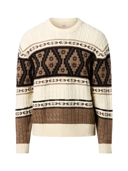 Redefined Rebel Sveter Henson nebielená / hnedá čierna