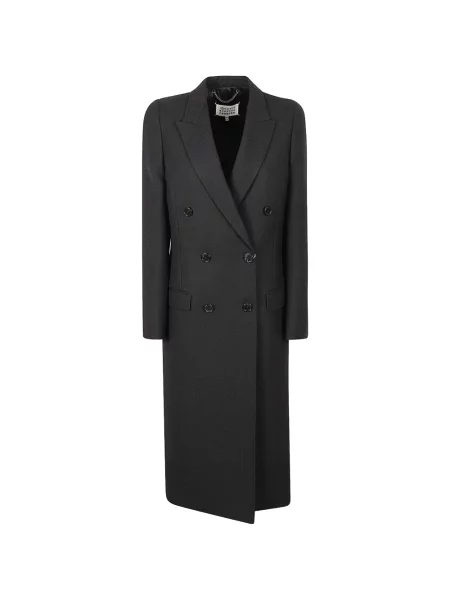 Palton Maison Margiela de lână cu două rânduri de nasturi negru