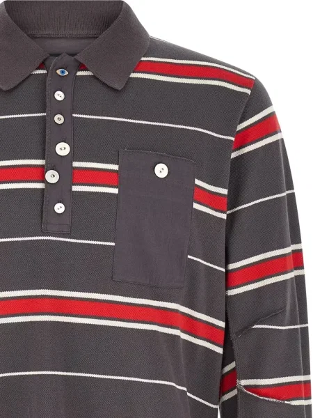 Tricou polo Undercover cu dungi gri