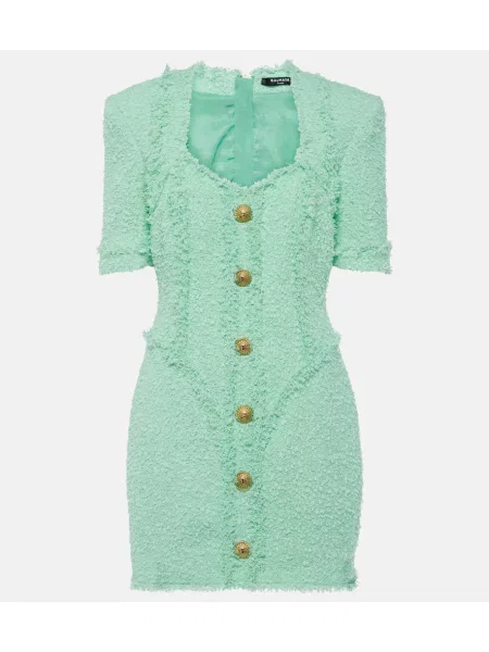 Obleka Balmain iz tvida zelena
