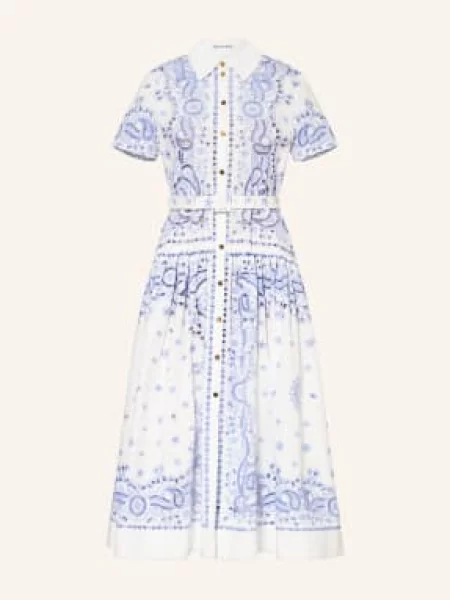 Self-Portrait Sukienka Koszulowa Z Ażurową Koronką weiss biała