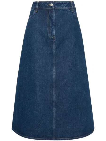 Fustă din denim Studio Nicholson până la genunchi albastru