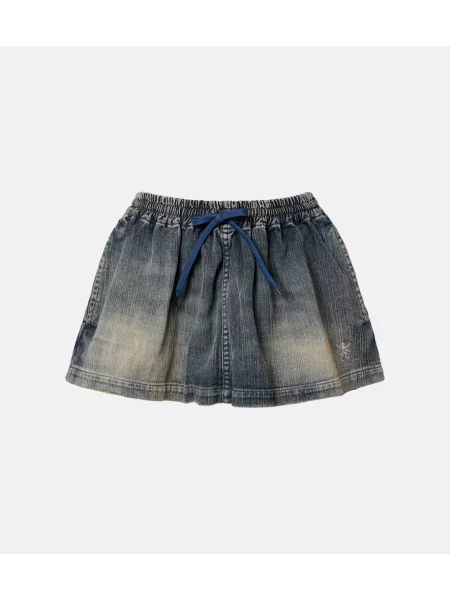 Fustă din denim Balenciaga zdrențuiți albastru