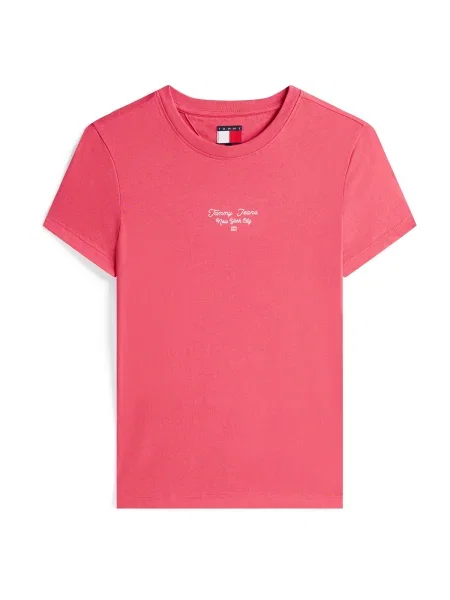 Tricou Tommy Jeans cu autograf roz
