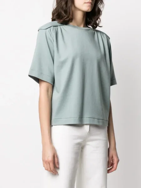 Tricou Remain cu decolteu rotund scurt albastru