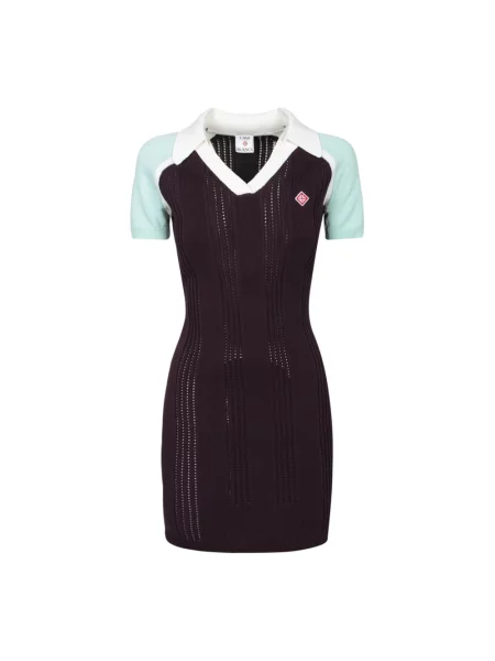 Mała sukienka mini Casablanca wełniana garniturowa fioletowa