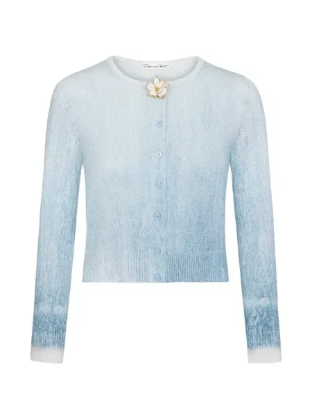 Decupat cardigan Oscar De La Renta albastru