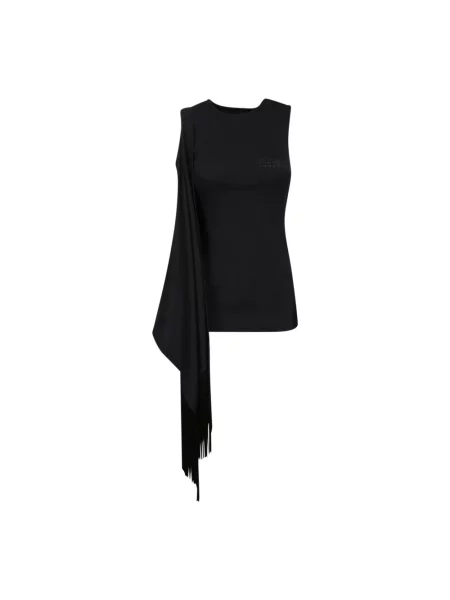 Top Mm6 Maison Margiela elegancki z frędzli czarny