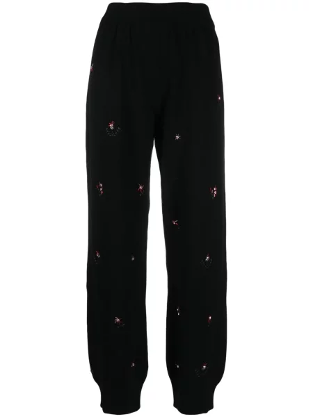 Pantaloni Barrie din cașmir cu model floral negru