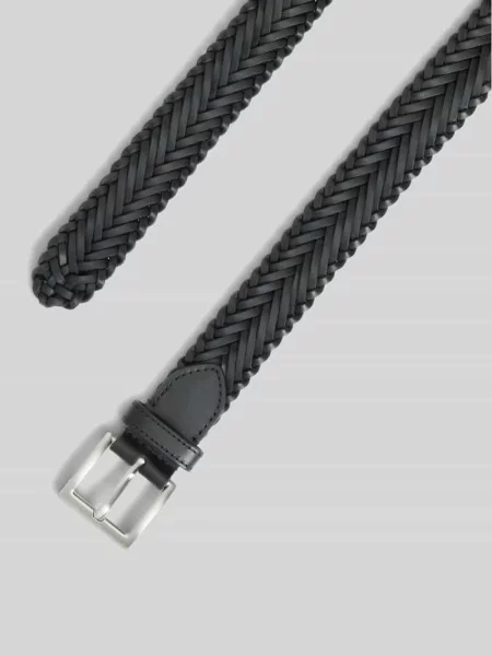 Pasek z naturalnej skóry bydlęcej model SOHO BRAID Tommy Hilfiger czarny