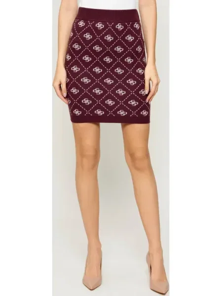 GUESS Fustă SARAH cu adaos de lână bordo